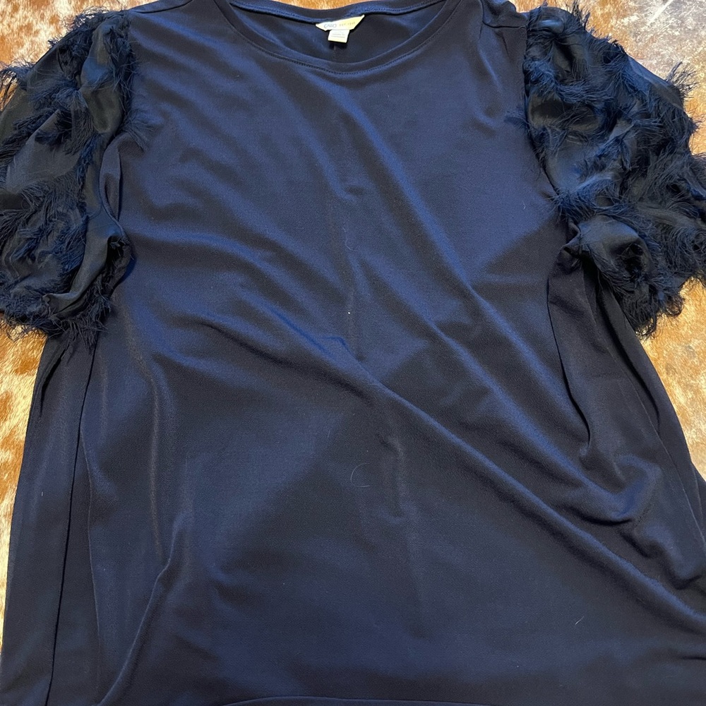 Cato Blue Ruffled Short Sleeve Blouse